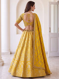 Pretty Yellow Zari Work Silk Wedding Wear Lehenga Choli With Dupatta