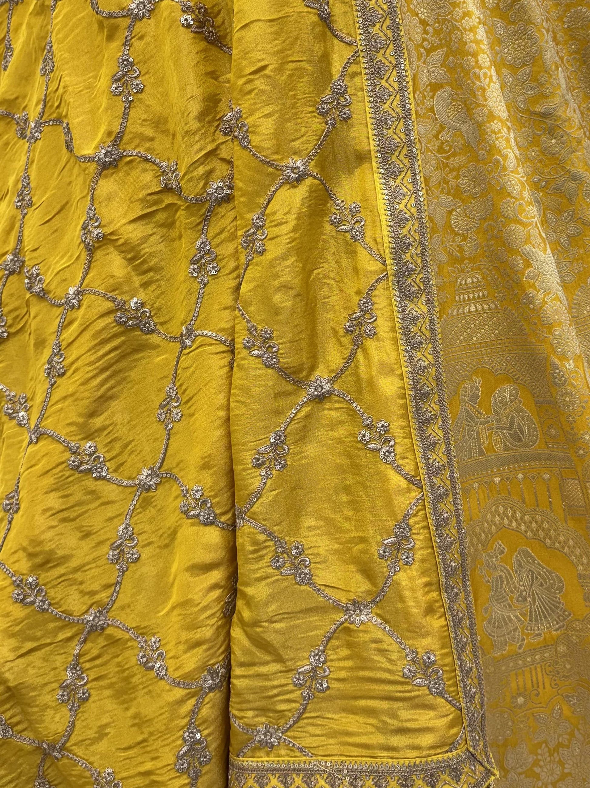 Pretty Yellow Zari Work Silk Wedding Wear Lehenga Choli With Dupatta