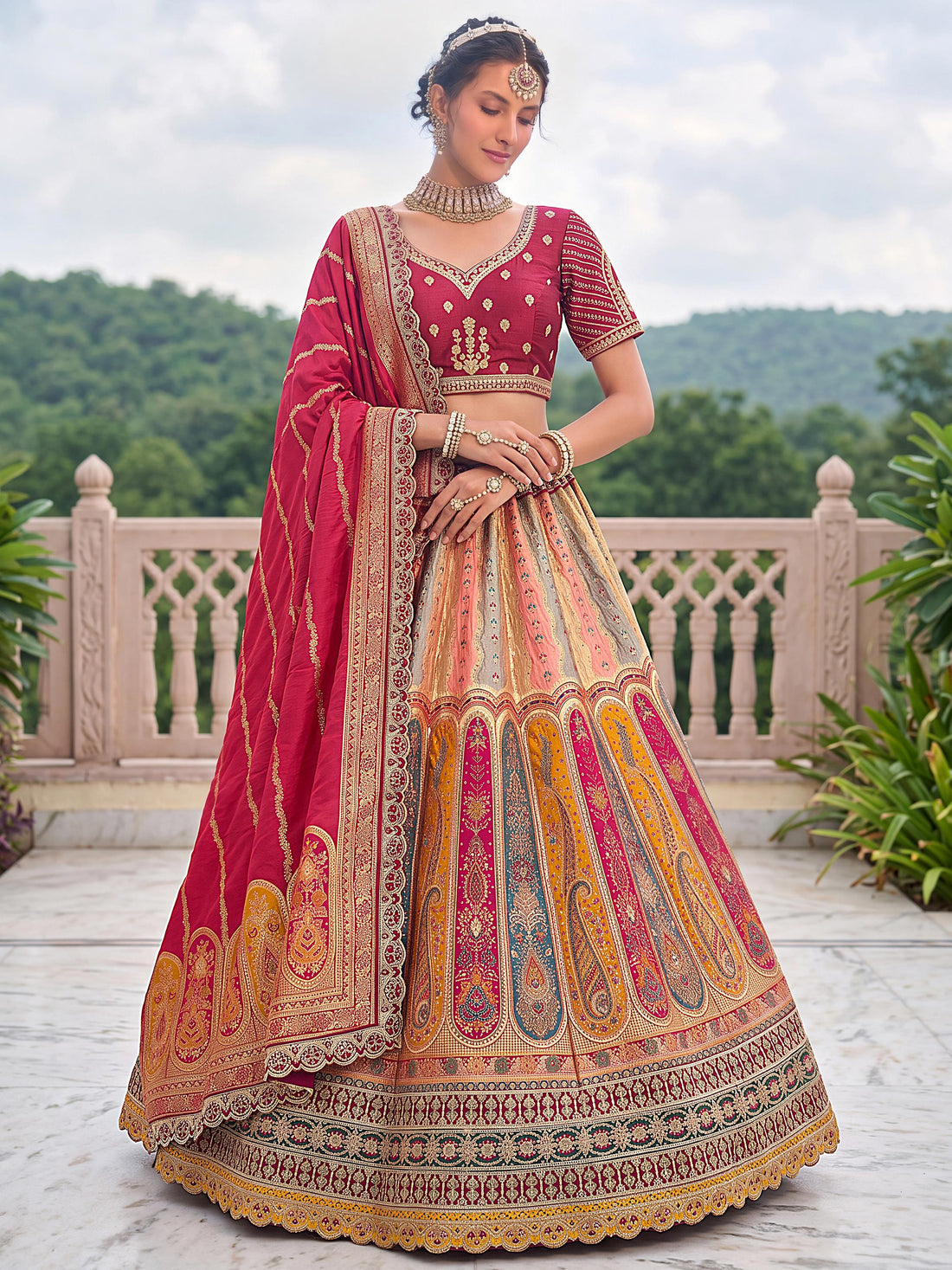 Lovely Multicolor Embroidery Silk Wedding Wear Lehenga Choli With Dupatta