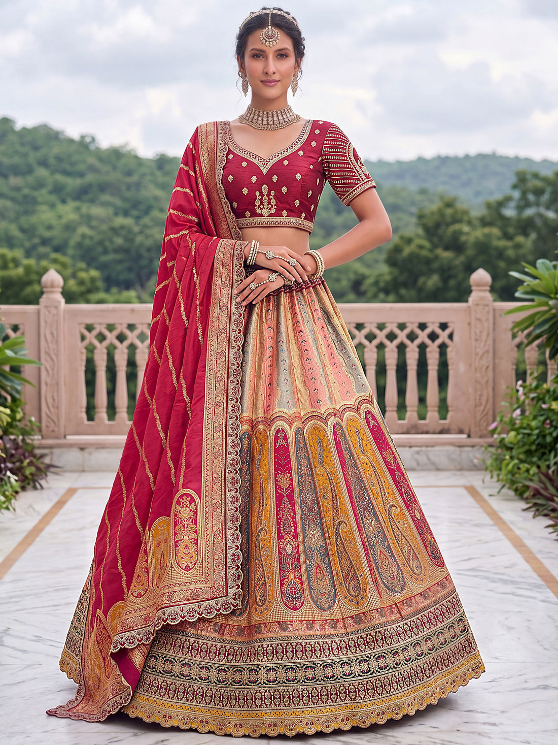 Lovely Multicolor Embroidery Silk Wedding Wear Lehenga Choli With Dupatta
