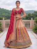 Lovely Multicolor Embroidery Silk Wedding Wear Lehenga Choli With Dupatta