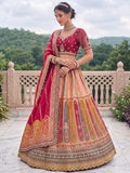 Lovely Multicolor Embroidery Silk Wedding Wear Lehenga Choli With Dupatta