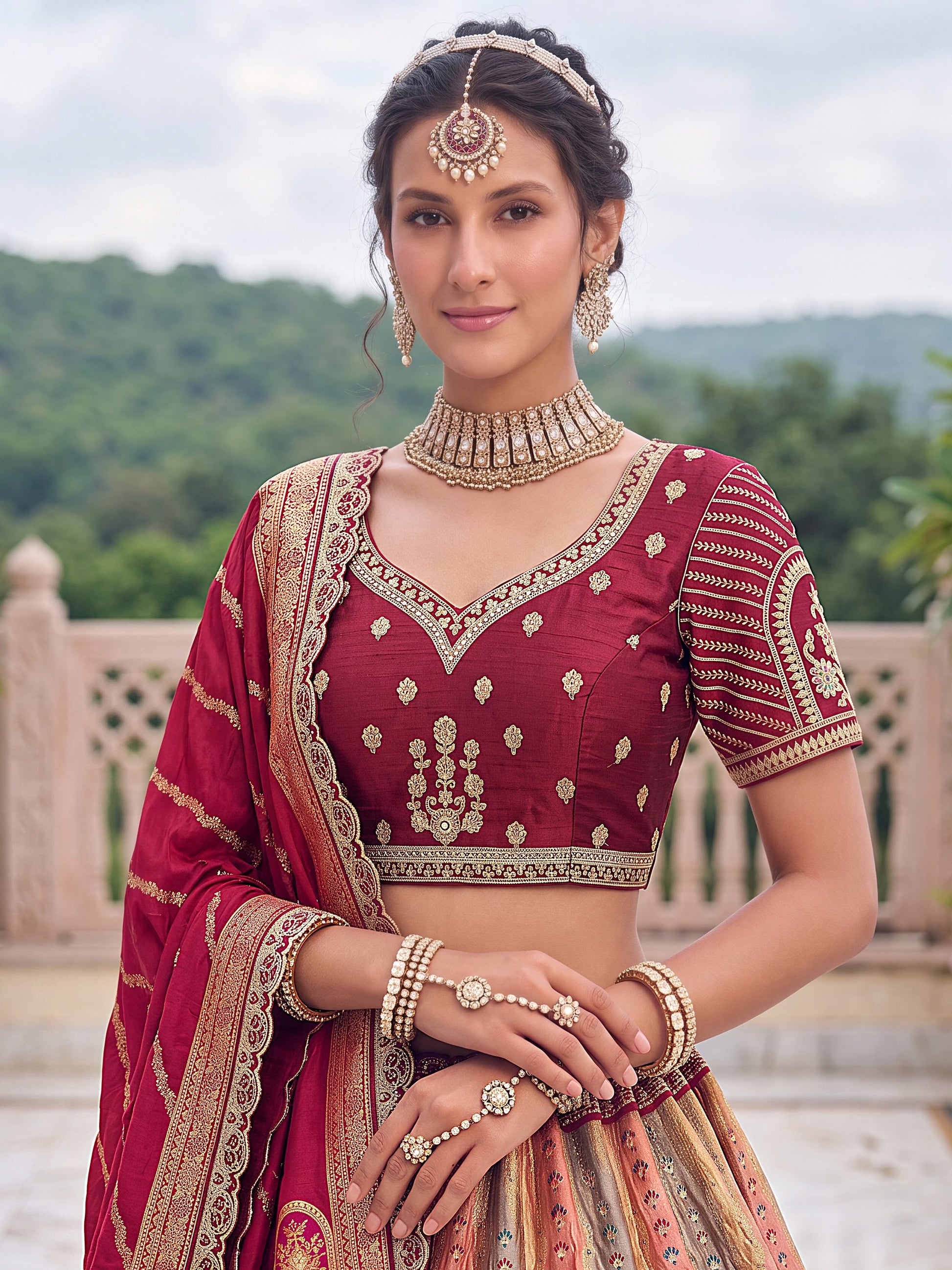 Lovely Multicolor Embroidery Silk Wedding Wear Lehenga Choli With Dupatta