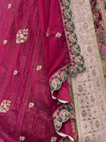 Charming Wine Zari Work Silk Wedding Wear Lehenga Choli With Dupatta