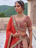 Alluring Red Embroidery Silk Bridal Wear Lehenga Choli With Dupatta