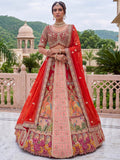 Alluring Red Embroidery Silk Bridal Wear Lehenga Choli With Dupatta