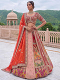 Alluring Red Embroidery Silk Bridal Wear Lehenga Choli With Dupatta