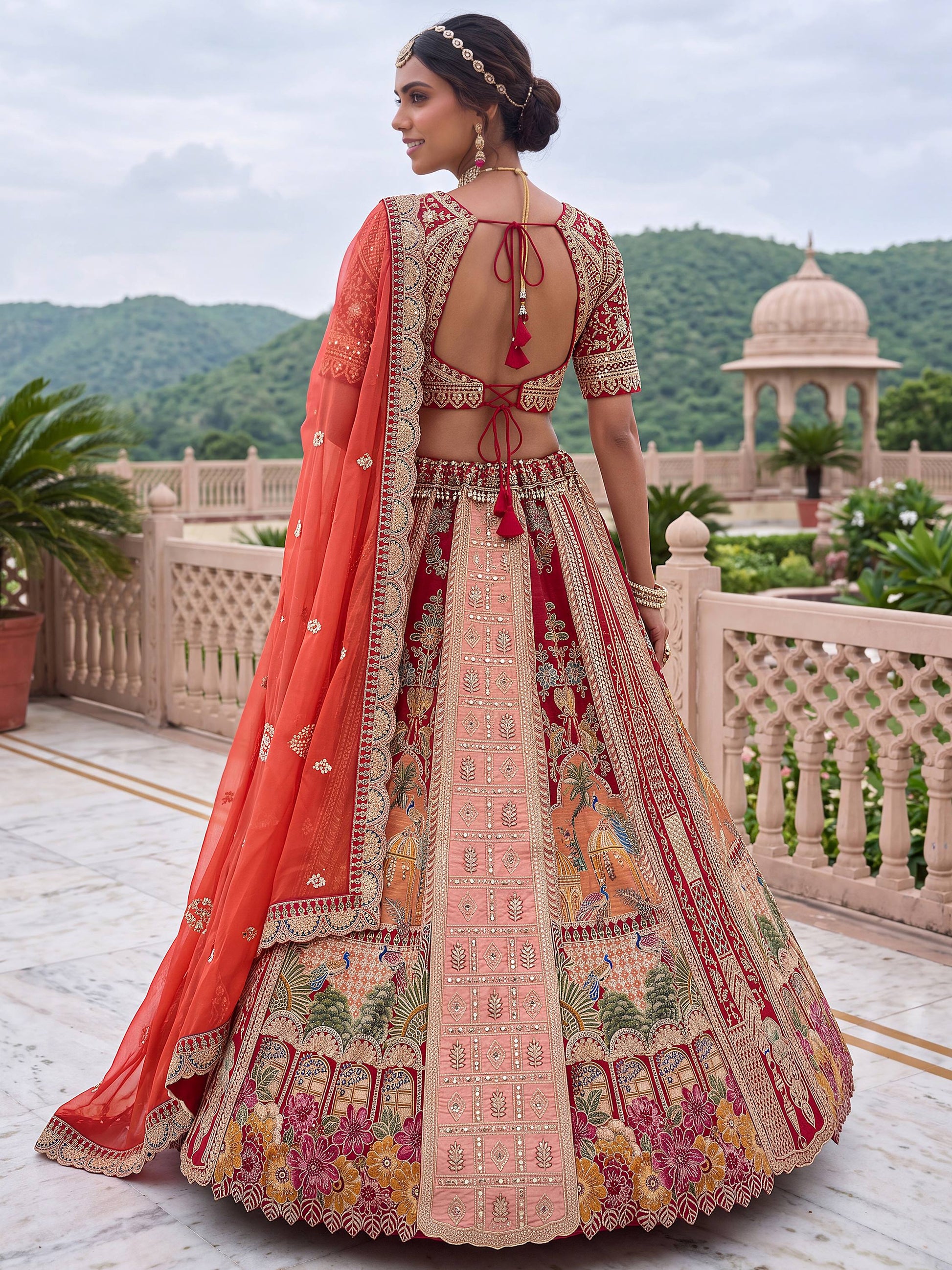Alluring Red Embroidery Silk Bridal Wear Lehenga Choli With Dupatta