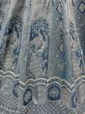 Great Blue Embroidered Banarasi Silk Wedding Lehenga Choli With Dupatta 
