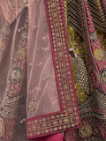 Alluring Maroon Embroidered Velvet Bridal Lehenga Choli With Dupatta 