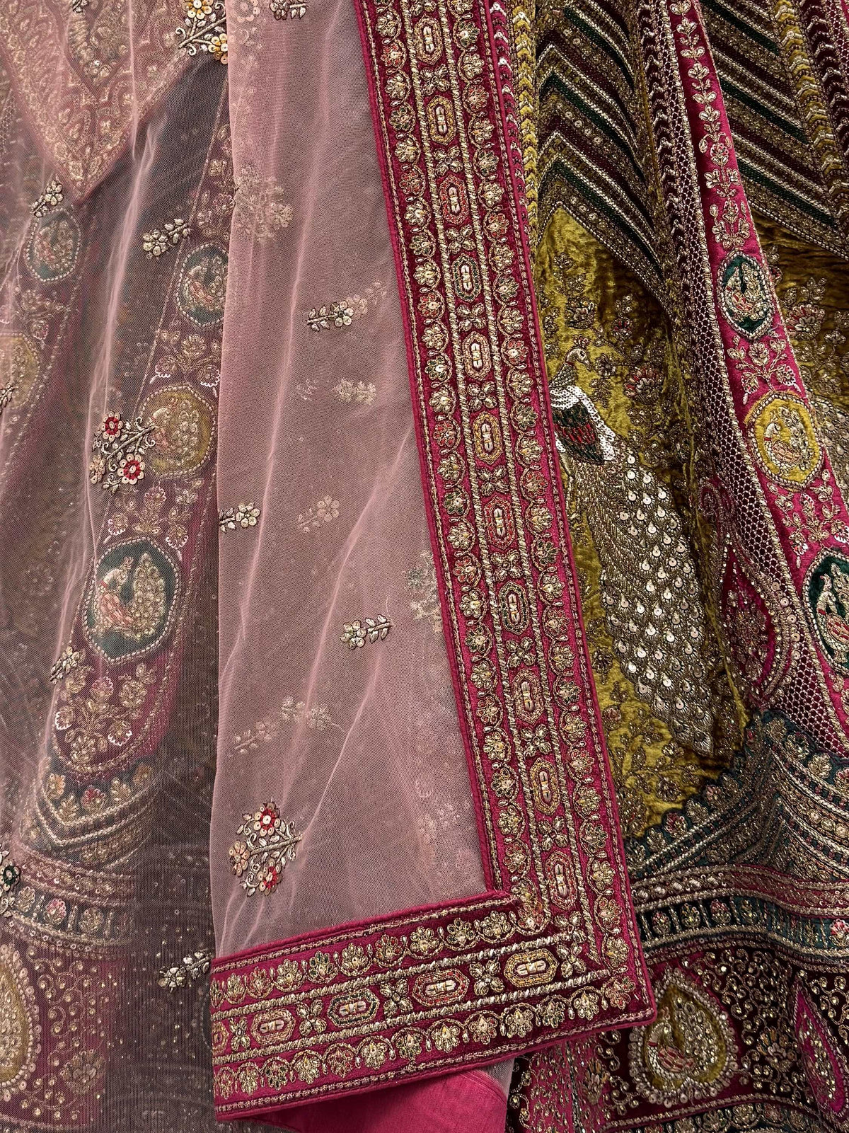 Alluring Maroon Embroidered Velvet Bridal Lehenga Choli With Dupatta 