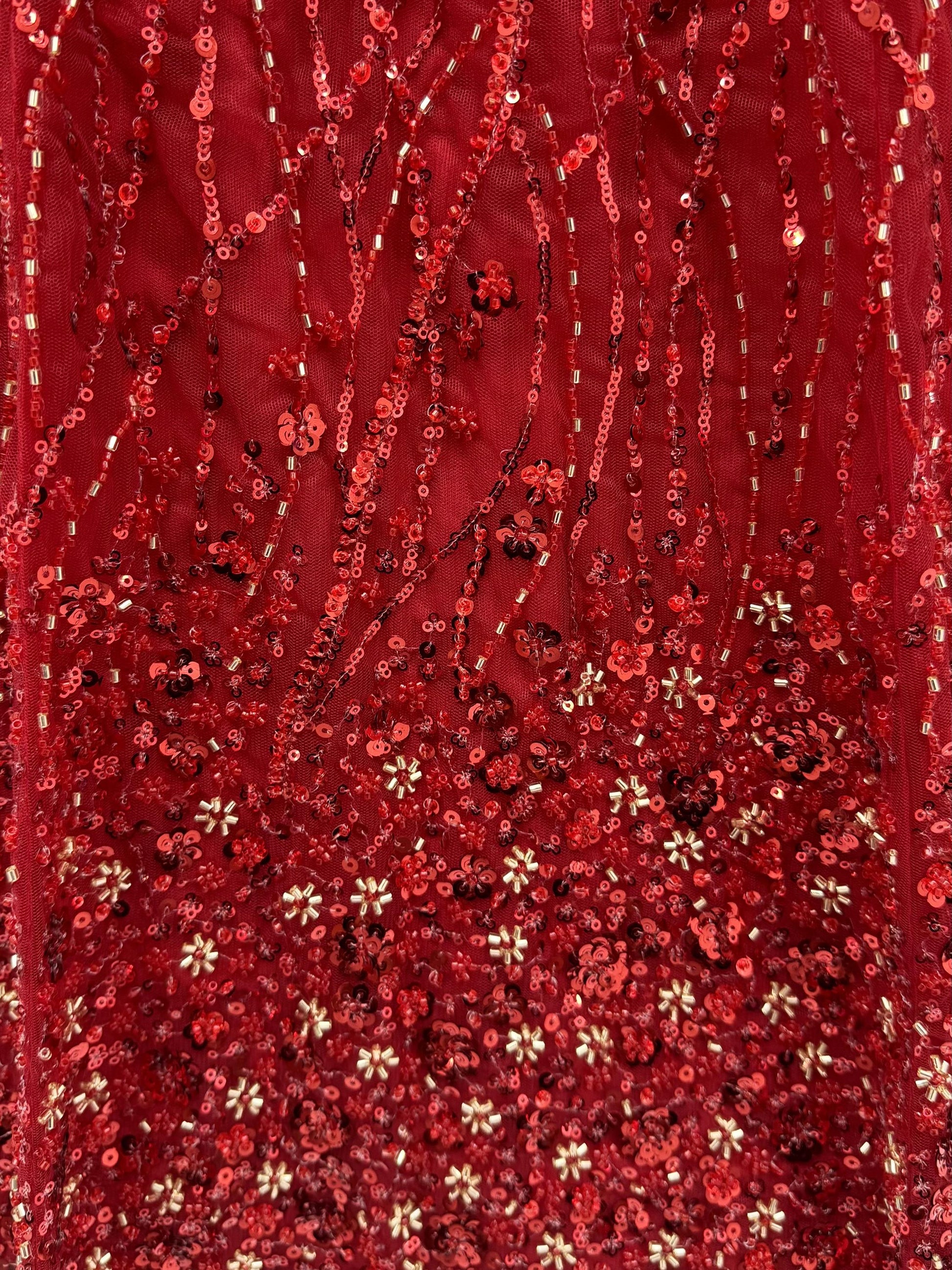 Precious Red Zari Embroidery Net Bridal Wear Lehenga Choli With Dupatta 