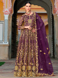 Exceptional Purple Heavy Embroidered Net Reception Wear Gown With Dupatta