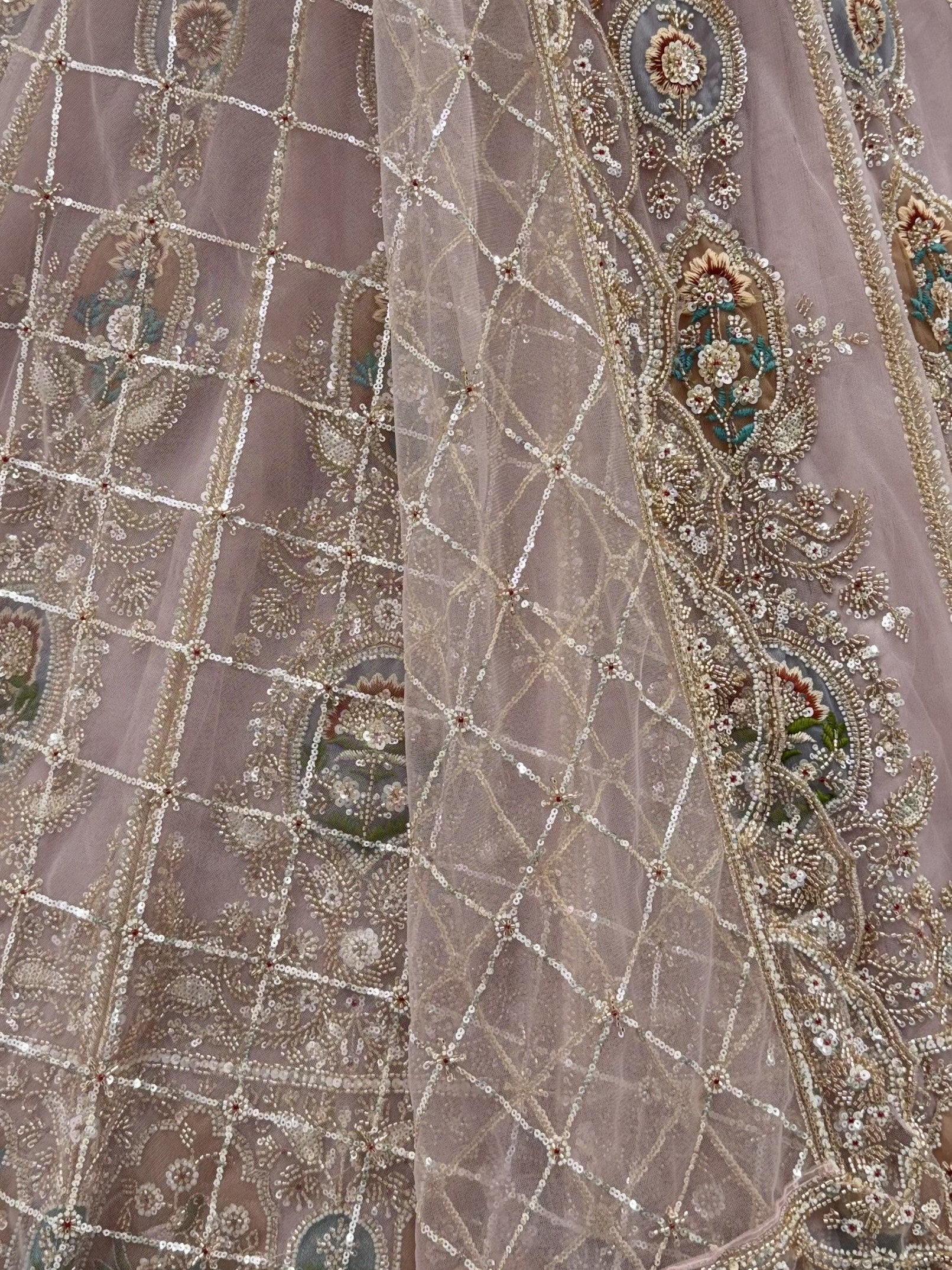 Pretty Pink Handwork Net Wedding Wear Lehenga Choli With Dupatta