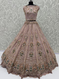 Pretty Pink Handwork Net Wedding Wear Lehenga Choli With Dupatta
