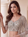 Graceful Mint Green Zari Work Net Wedding Wear Lehenga Choli