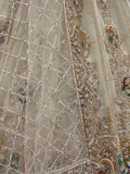 Glowing Beige Handwork Net Engagement Wear Lehenga Choli