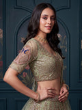 Exquisite Mint Green Zari Work Net Wedding Wear Lehenga Choli