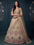 Superb Golden Zari Work Net Reception Wear Lehenga Choli