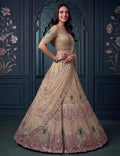 Superb Golden Zari Work Net Reception Wear Lehenga Choli