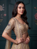 Superb Golden Zari Work Net Reception Wear Lehenga Choli