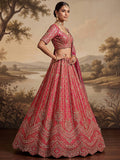 Regal Pink Beads Work Silk Wedding Wear Lehenga Choli