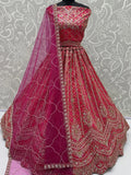 Regal Pink Beads Work Silk Wedding Wear Lehenga Choli