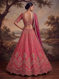 Regal Pink Beads Work Silk Wedding Wear Lehenga Choli