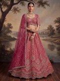 Regal Pink Beads Work Silk Wedding Wear Lehenga Choli