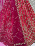Regal Pink Beads Work Silk Wedding Wear Lehenga Choli