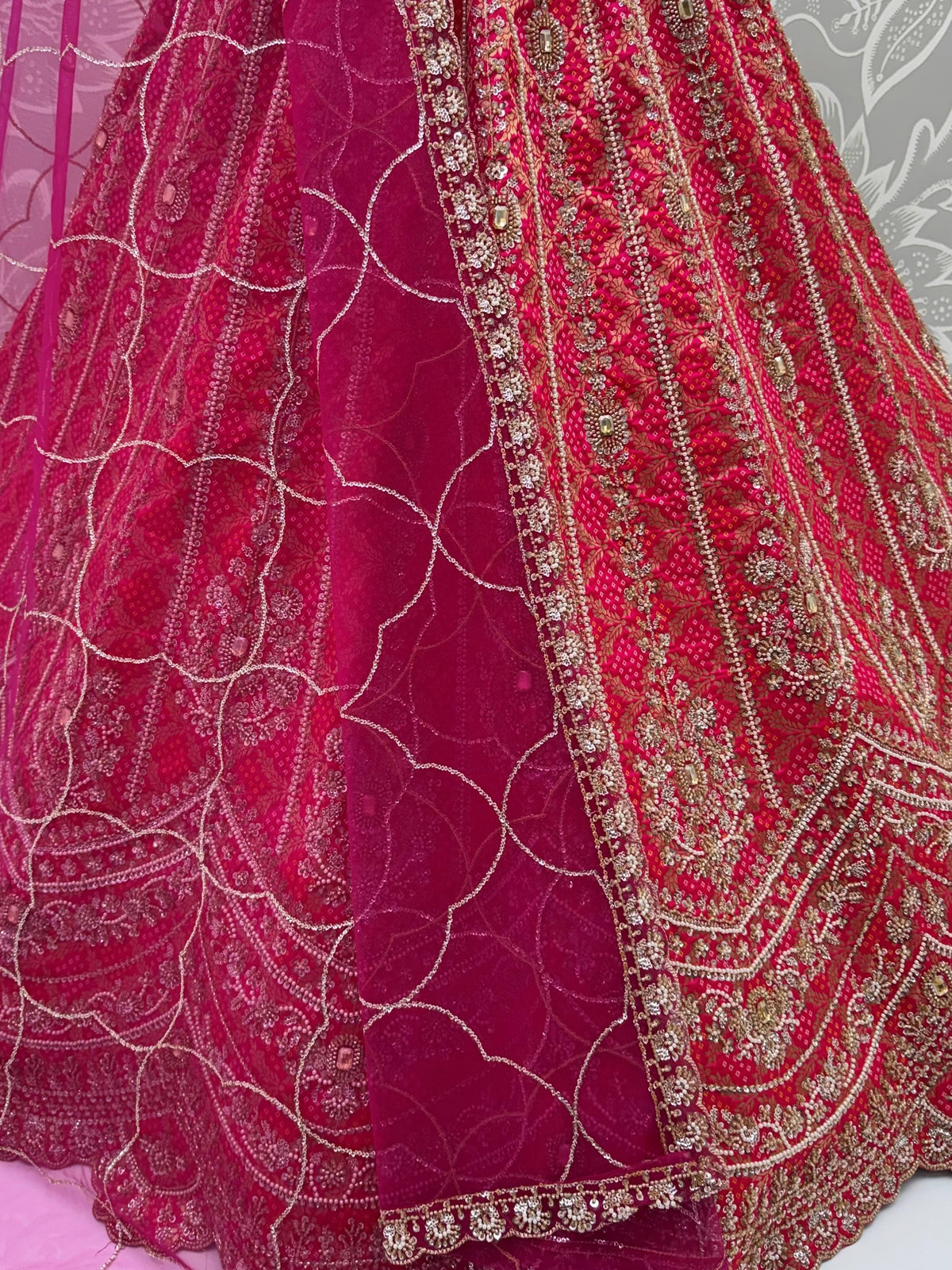 Regal Pink Beads Work Silk Wedding Wear Lehenga Choli