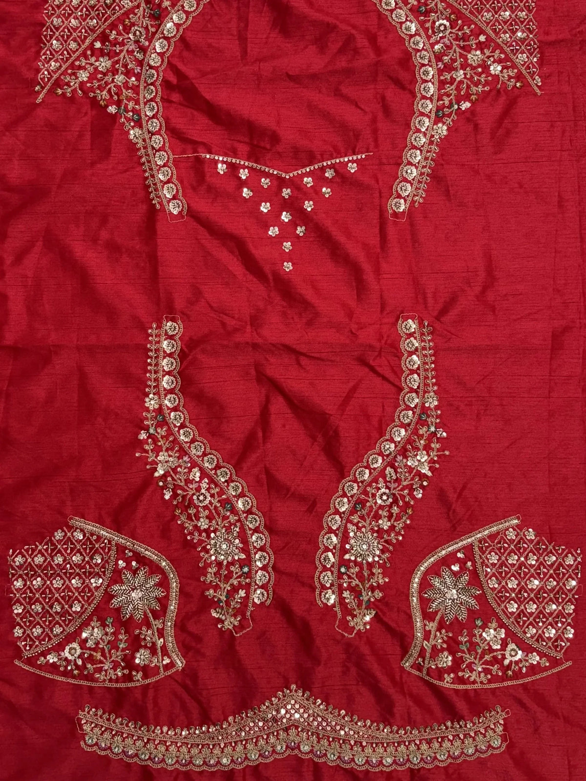 Majestic Red Beads Work Silk Bridal Wear Lehenga Choli
