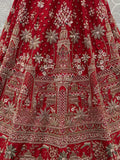 Majestic Red Beads Work Silk Bridal Wear Lehenga Choli