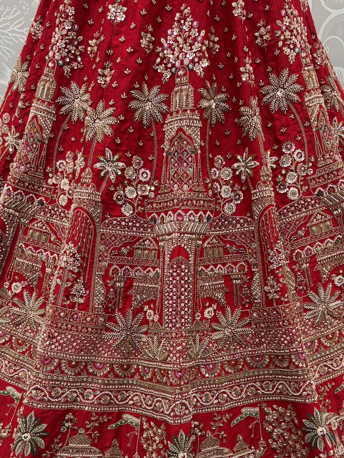 Majestic Red Beads Work Silk Bridal Wear Lehenga Choli