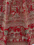 Majestic Red Beads Work Silk Bridal Wear Lehenga Choli