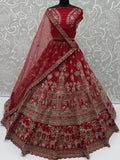 Majestic Red Beads Work Silk Bridal Wear Lehenga Choli