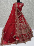 Majestic Red Beads Work Silk Bridal Wear Lehenga Choli