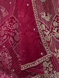 Glamorous Rani Pink Thread Work Net Marriage Wear Lehenga Choli