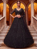 Bewitching Black Beads Work Net Engagement Wear Lehenga Choli