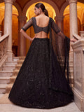Bewitching Black Beads Work Net Engagement Wear Lehenga Choli