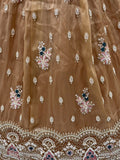 Enchanting Brown Beads Work Silk Marriage Wear Lehenga Choli