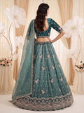 Captivating Teal Blue Dori Work Silk Wedding Wear Lehenga Choli