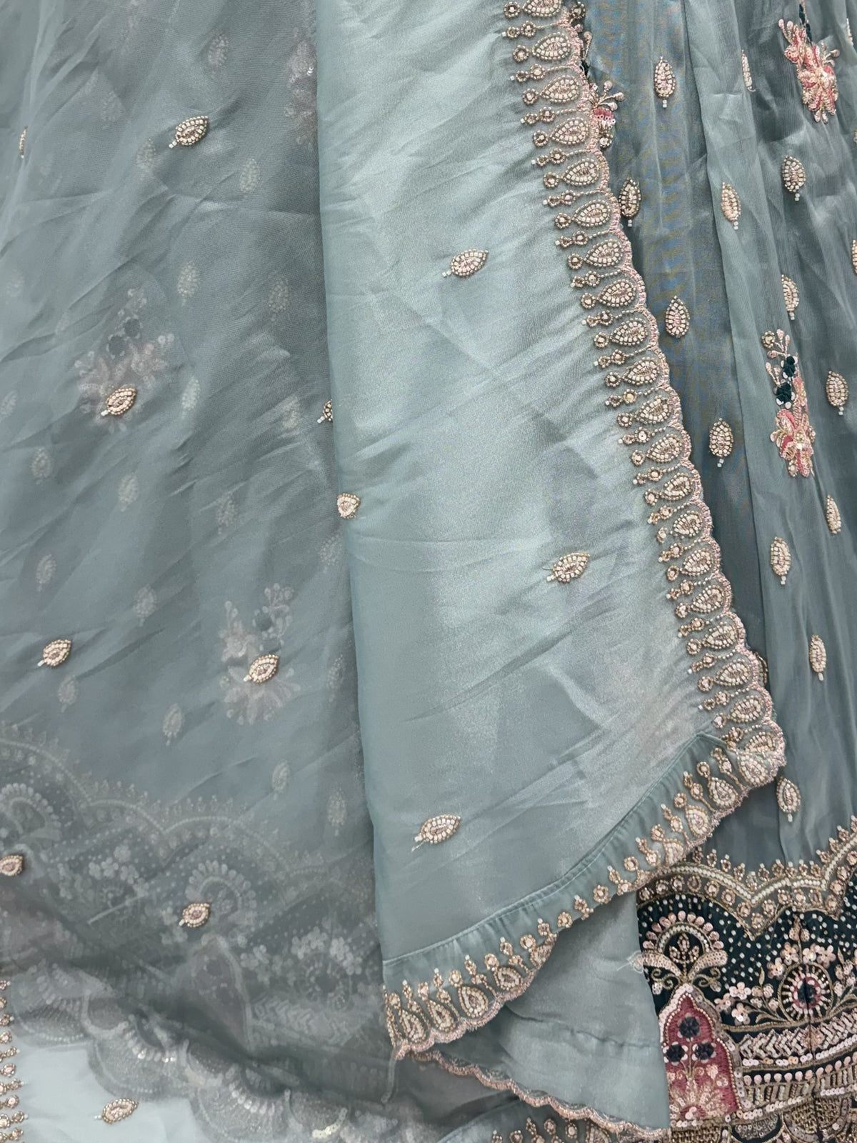 Captivating Teal Blue Dori Work Silk Wedding Wear Lehenga Choli