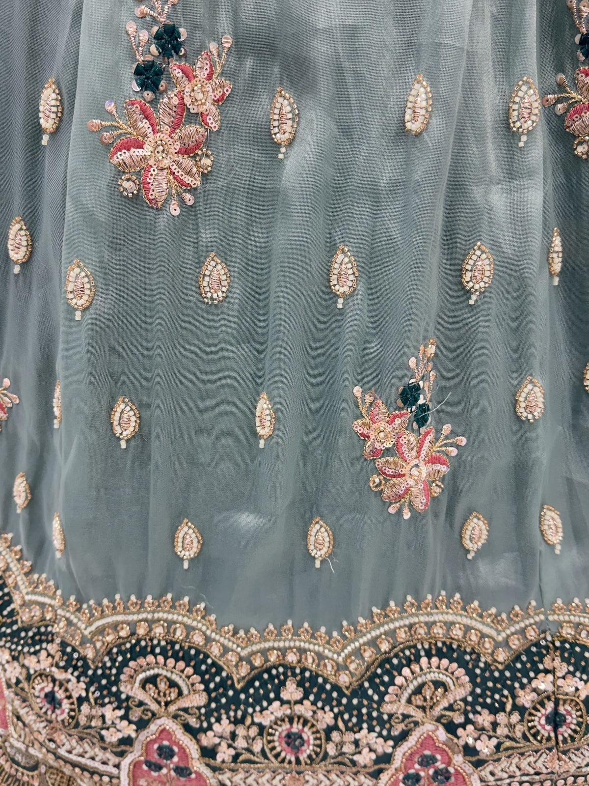 Captivating Teal Blue Dori Work Silk Wedding Wear Lehenga Choli