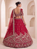 Majestic Red Beads Work Silk Bridal Special Lehenga Choli