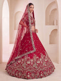 Majestic Red Beads Work Silk Bridal Special Lehenga Choli