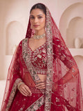 Majestic Red Beads Work Silk Bridal Special Lehenga Choli