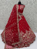 Majestic Red Beads Work Silk Bridal Special Lehenga Choli