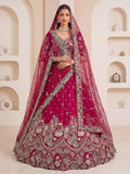 Royal Rani Pink Zari Work Silk Wedding Wear Lehenga Choli