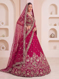 Royal Rani Pink Zari Work Silk Wedding Wear Lehenga Choli